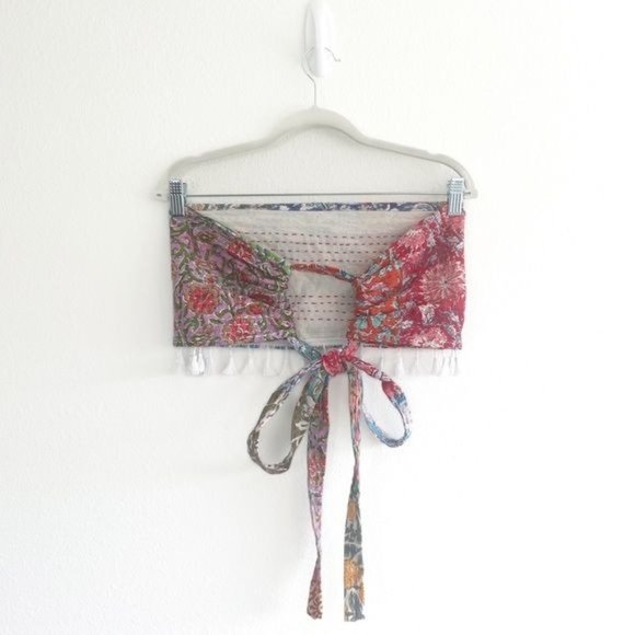 Erin Made Patchwork Crop Top Convertible Bohemian Hand Made Quilted One Size - Picture 16 of 16